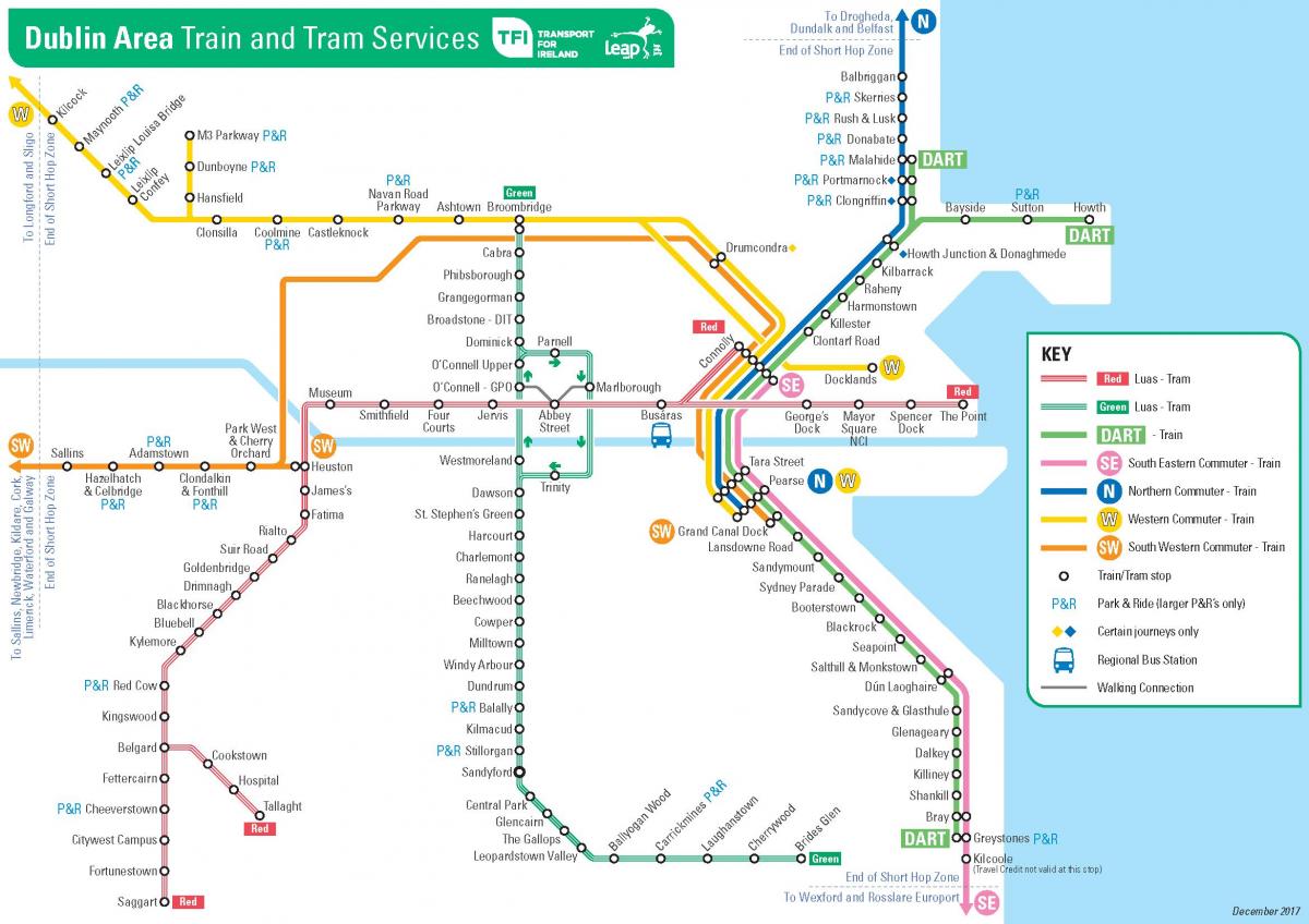mapa ng DART sa mga istasyon ng Dublin
